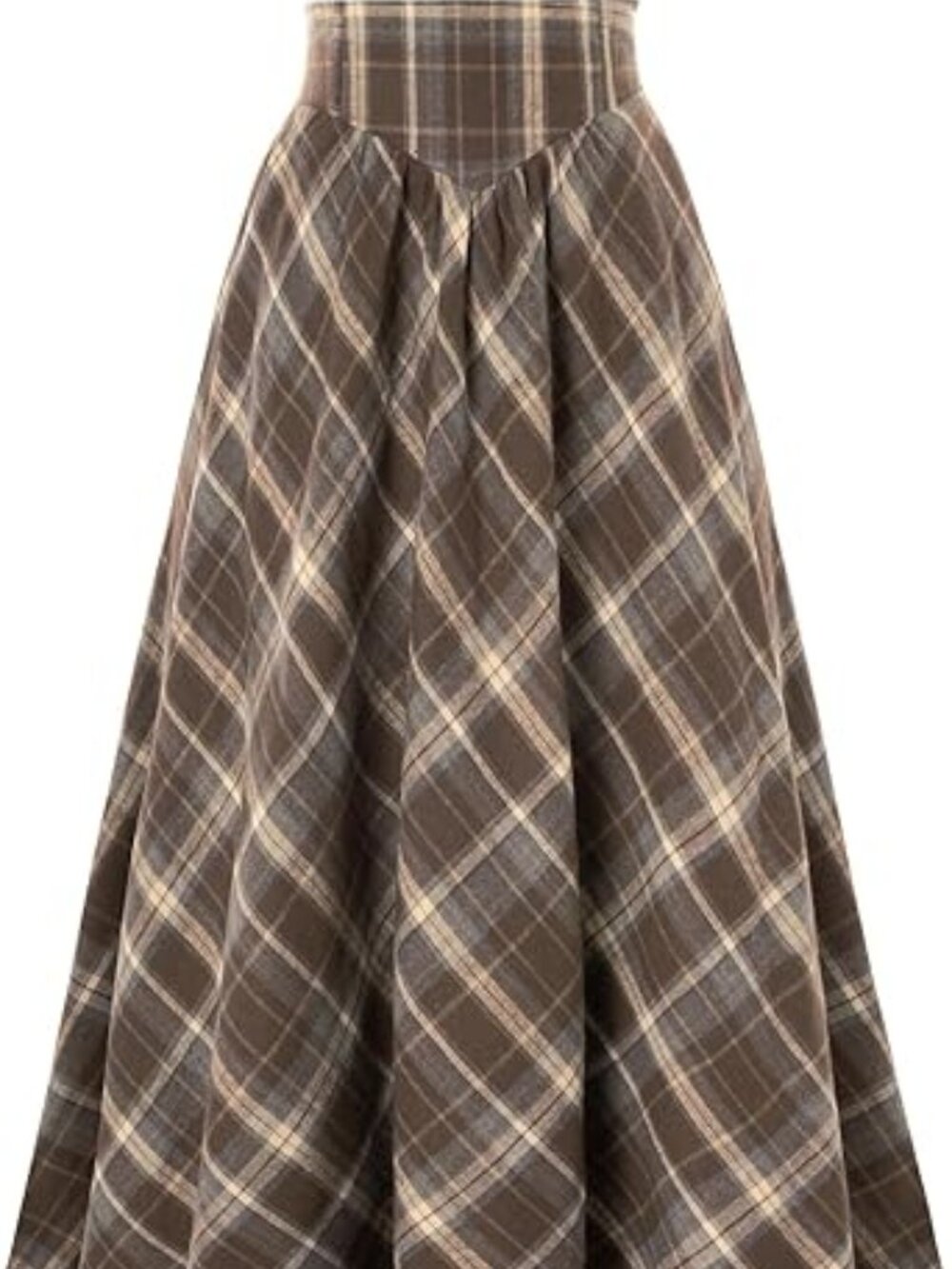 Scarlet Darkness Plaid Skirt Renaissance Long Skirts Maxi Winter Skirt Coffee L - Picture 1 of 4